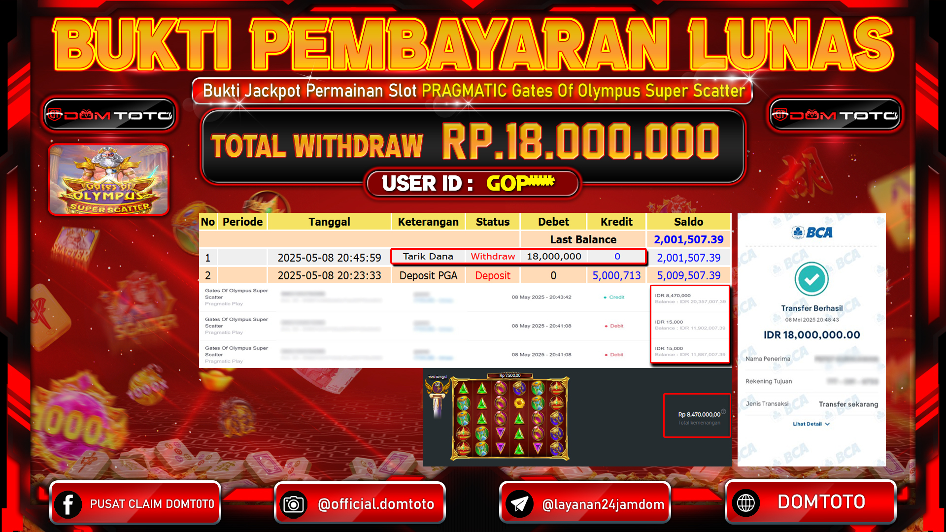 JACKPOT SLOT GATES OF OLYMPUS SUPER SCATTER 08  MEI 2025